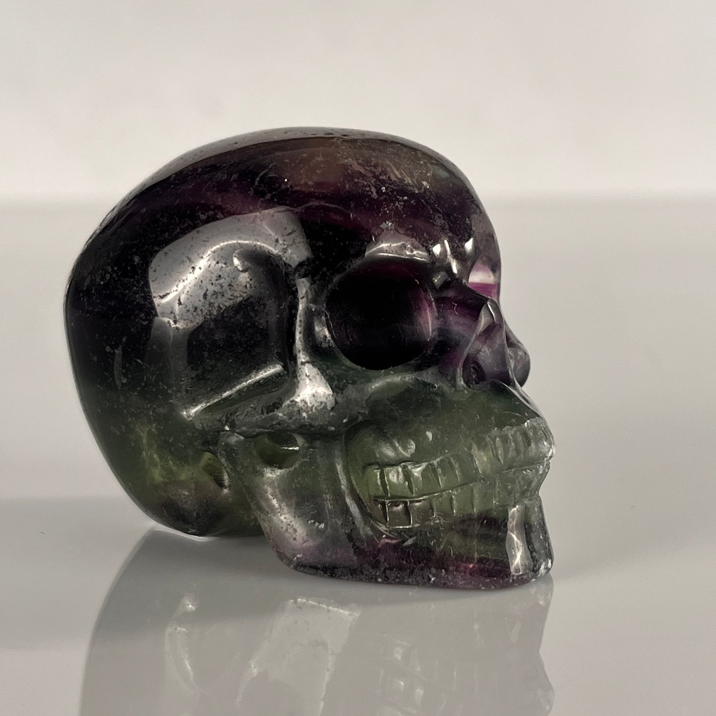 Crâne en cristal de fluorite verte de 5 cm – Pierre naturelle sculptée à la main