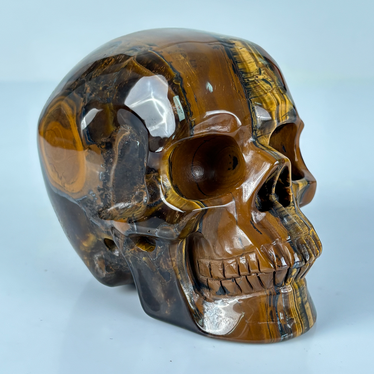 4.5" Tiger Eye Crystal Skull - Pattern B