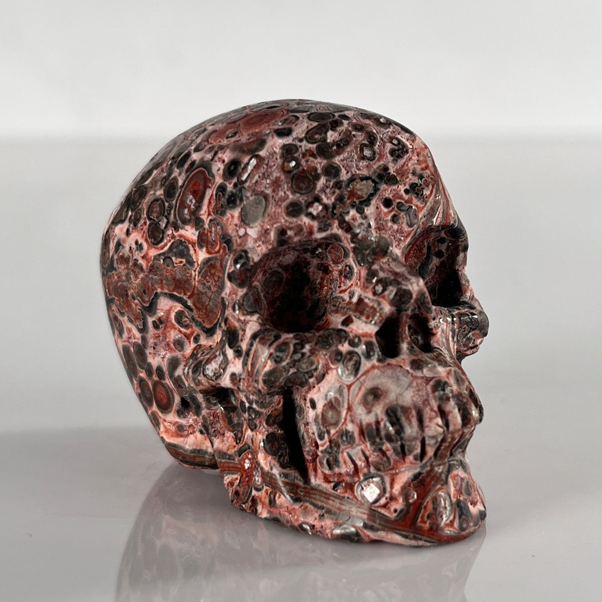 2" Red Leopard Skin Jasper Crystal Skull - Pattern A