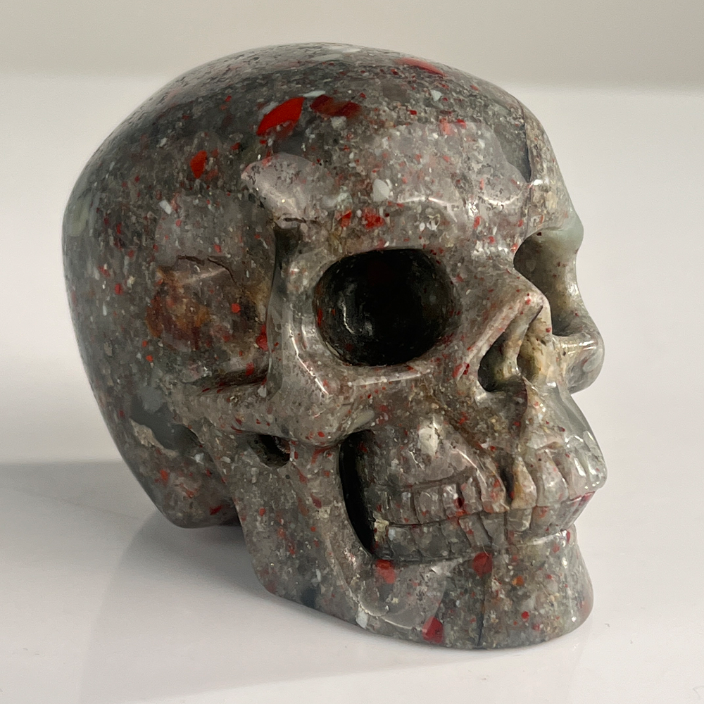 3" African Bloodstone Crystal Skull - Pattern A