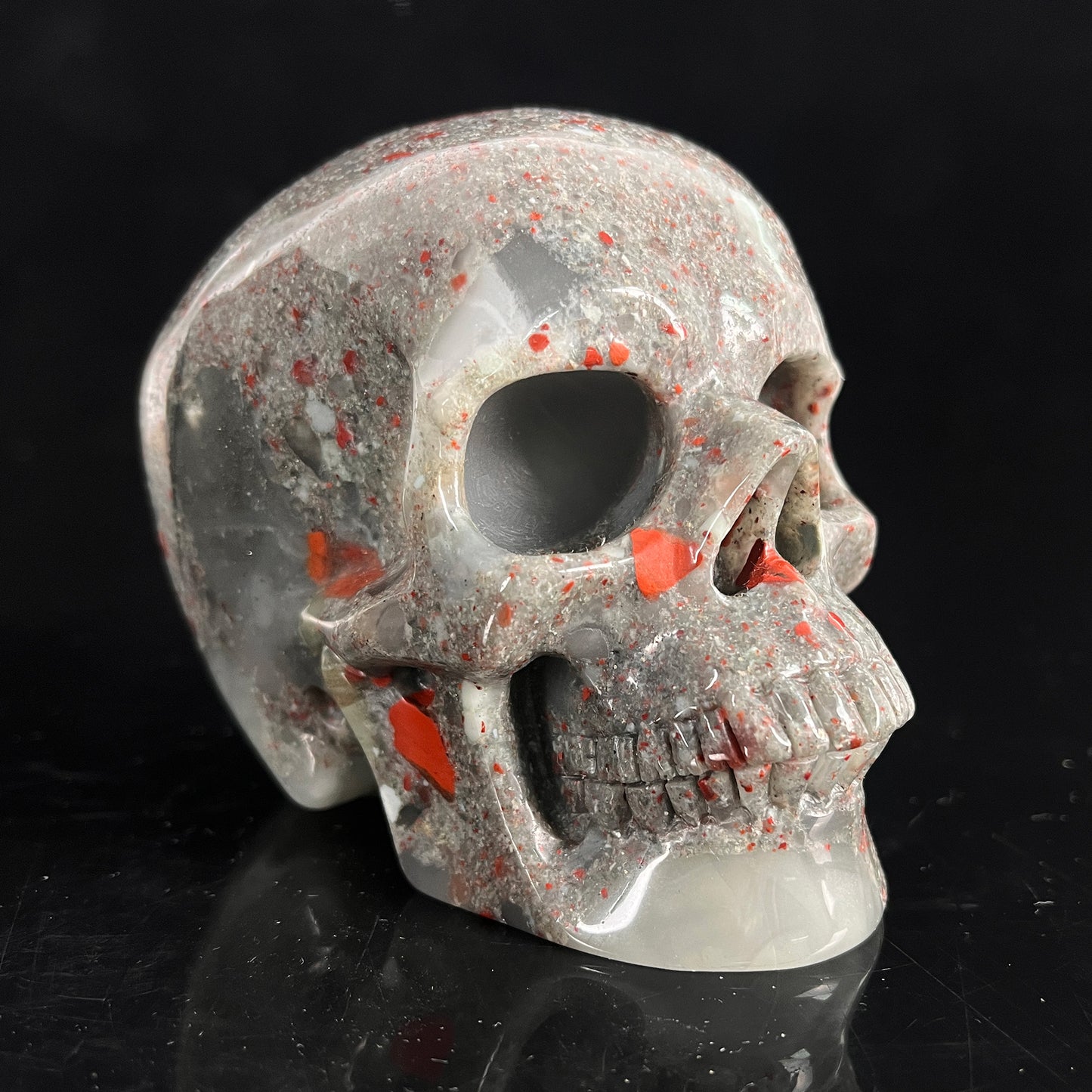 4.5" African Bloodstone Crystal Skull - Pattern C
