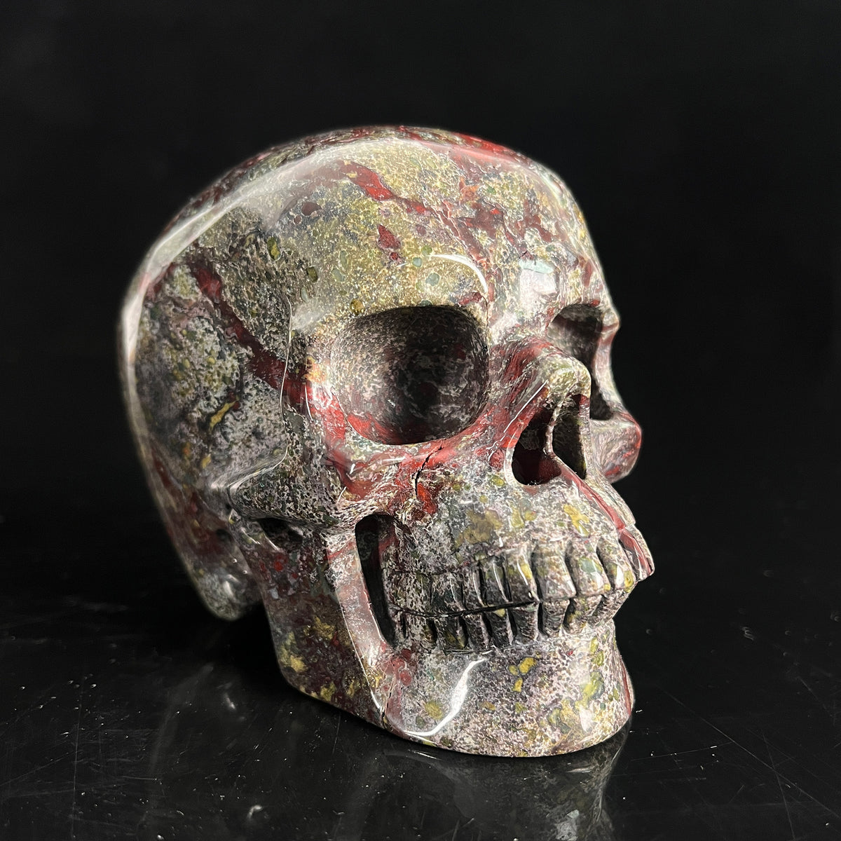 4.5" Dragon Bloodstone Crystal Skull - Pattern C