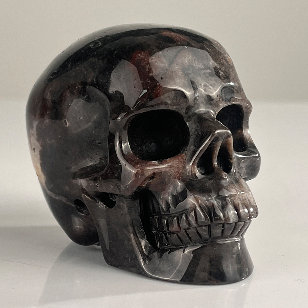 3" Red Crazy Lace Agate Crystal Skull - Pattern D