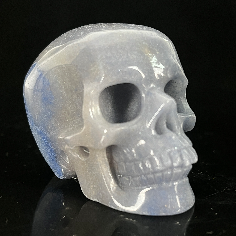 Crâne en cristal d'aventurine bleue de 5 cm – Mini crâne en cristal