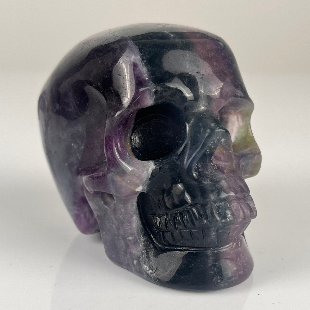 3 Inch Fluorite Crystal Skull – Hand Carved Natural Stone