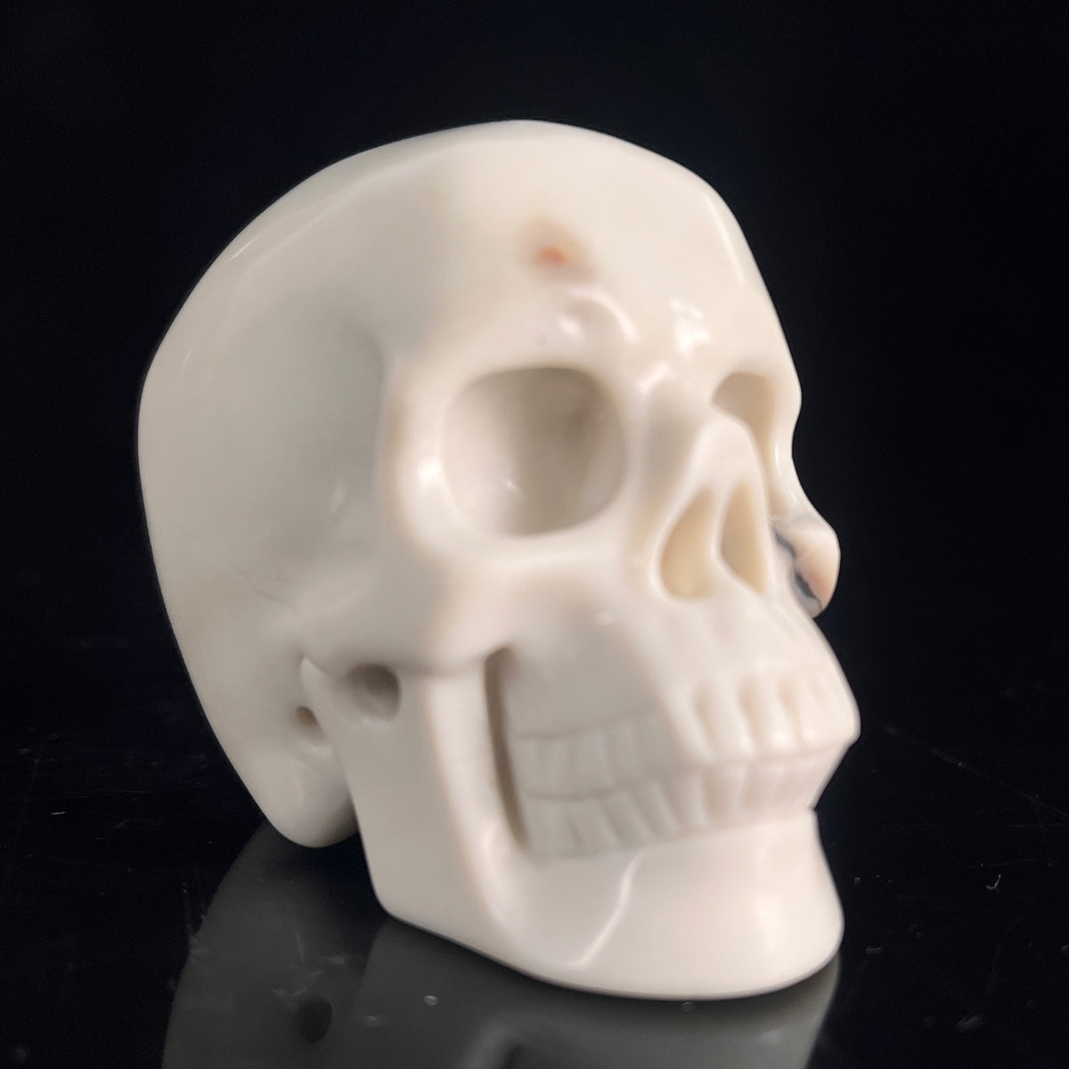 3" Ivory Jade Crystal Skull - Pattern B