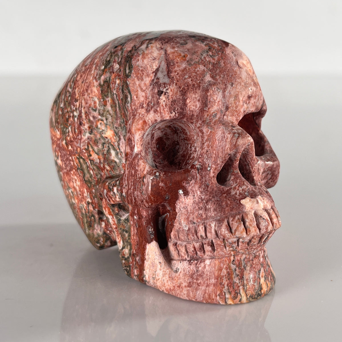 3" Red Leopard Skin Jasper Crystal Skull - Pattern C
