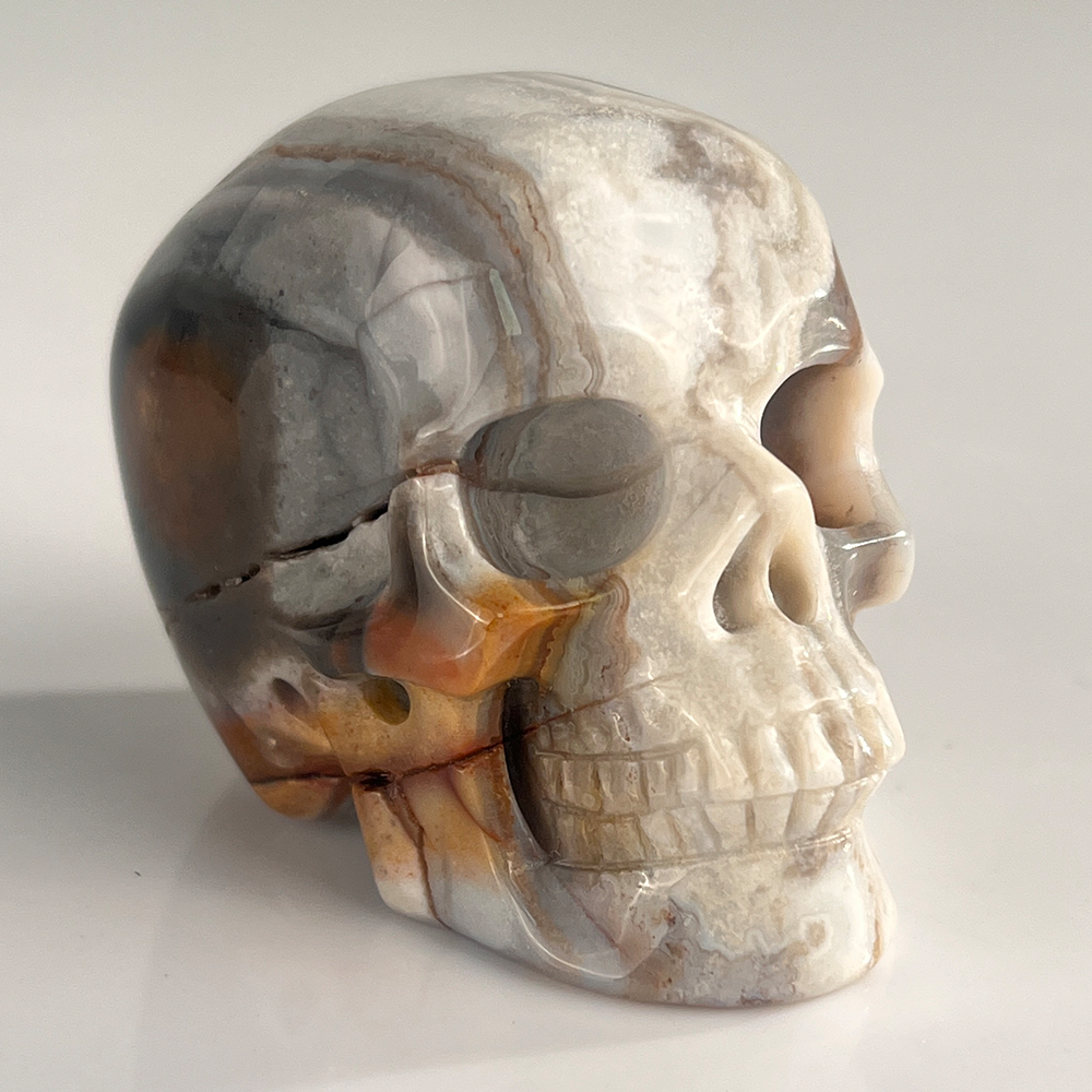 2" Red Crazy Lace Agate Crystal Skull – Pattern A