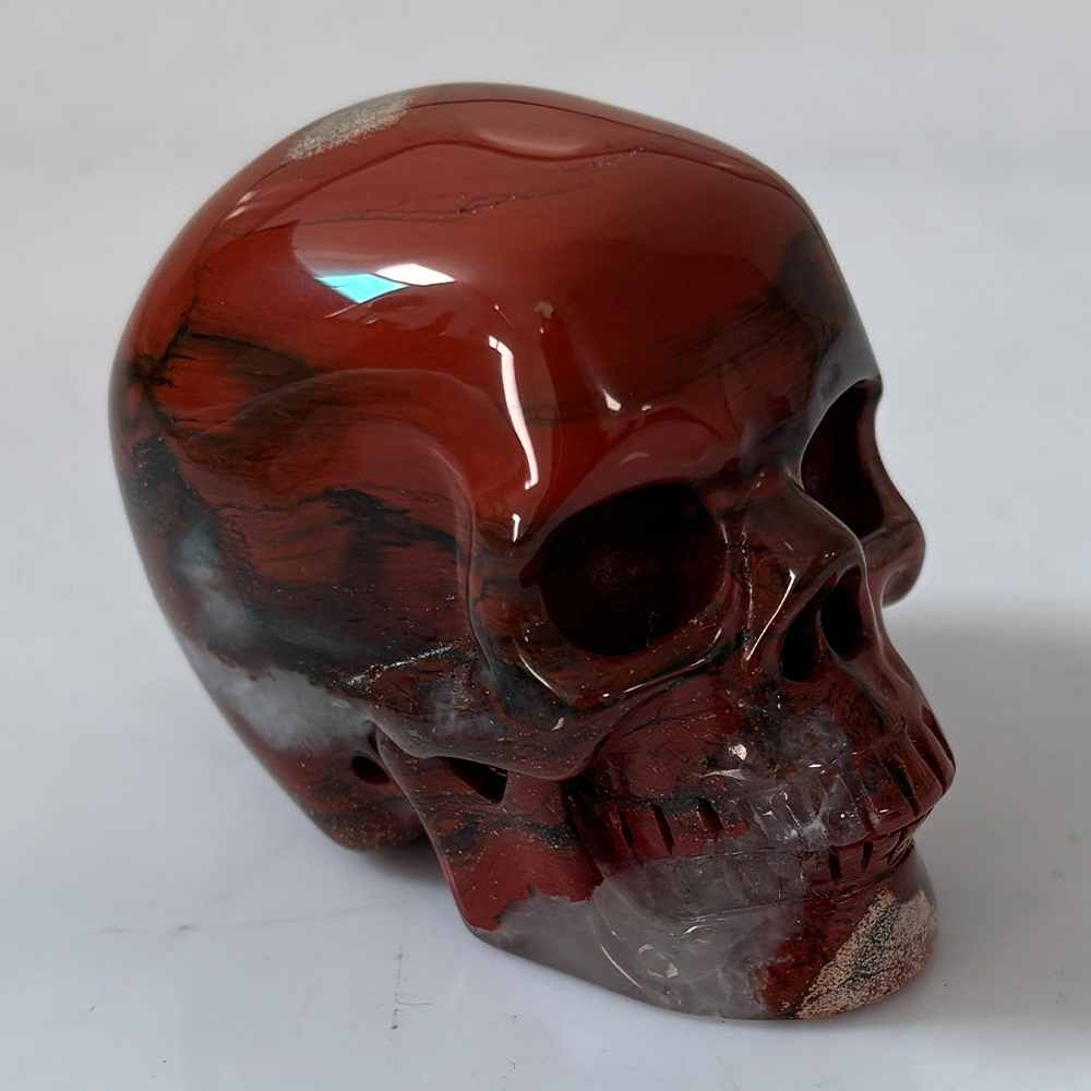 2 Zoll großer Totenkopf aus rotem Jaspiskristall