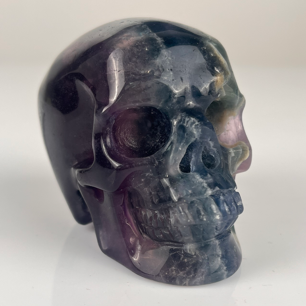3 Inch Fluorite Crystal Skull – Hand Carved Natural Stone