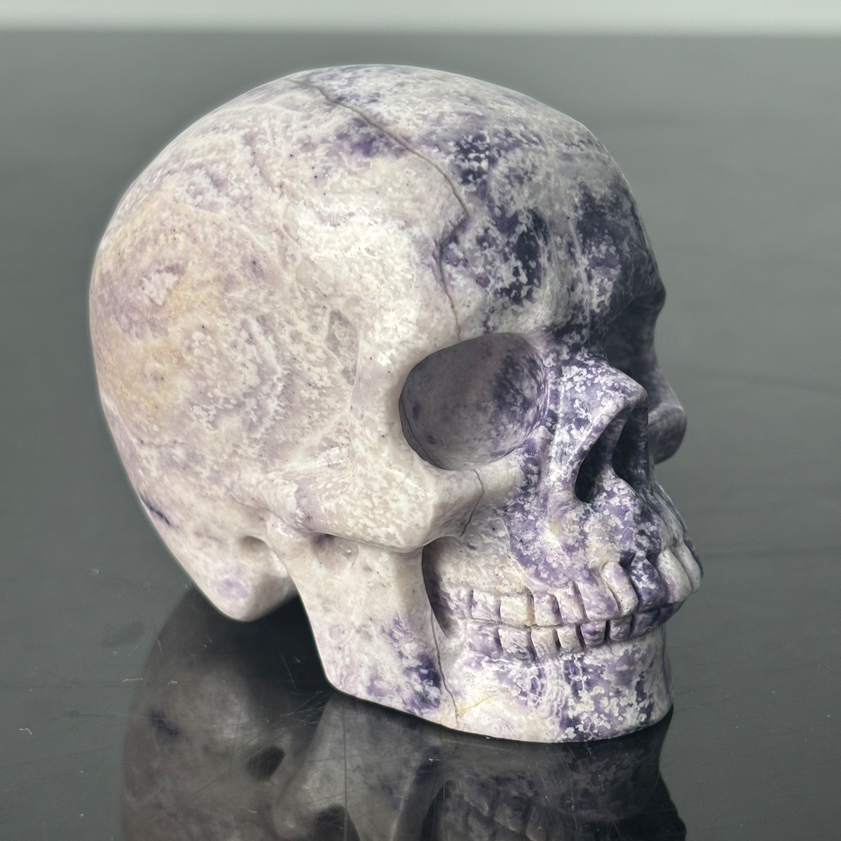 3" Purple Peacock Stone Crystal Skull - Pattern B