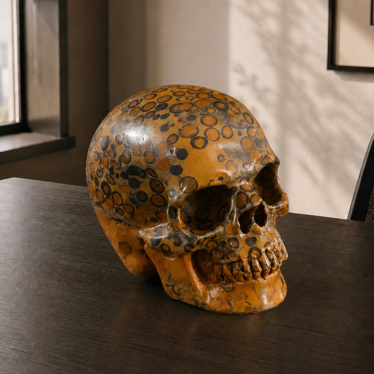 3 Inch Yellow Leopard Skin Jasper Crystal Skull – Hand Carved Natural Stone