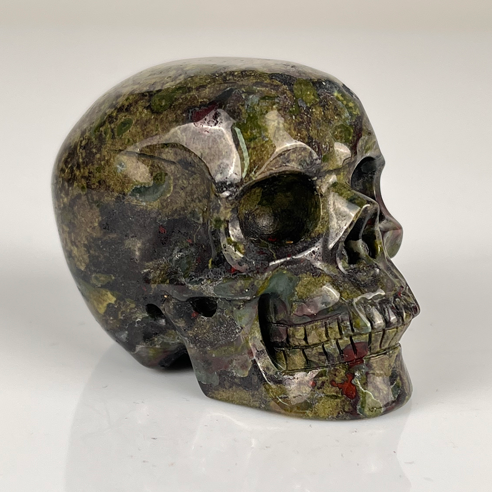 2 Inch Dragon Bloodstone Crystal Skull – Mini Gemstone Skull