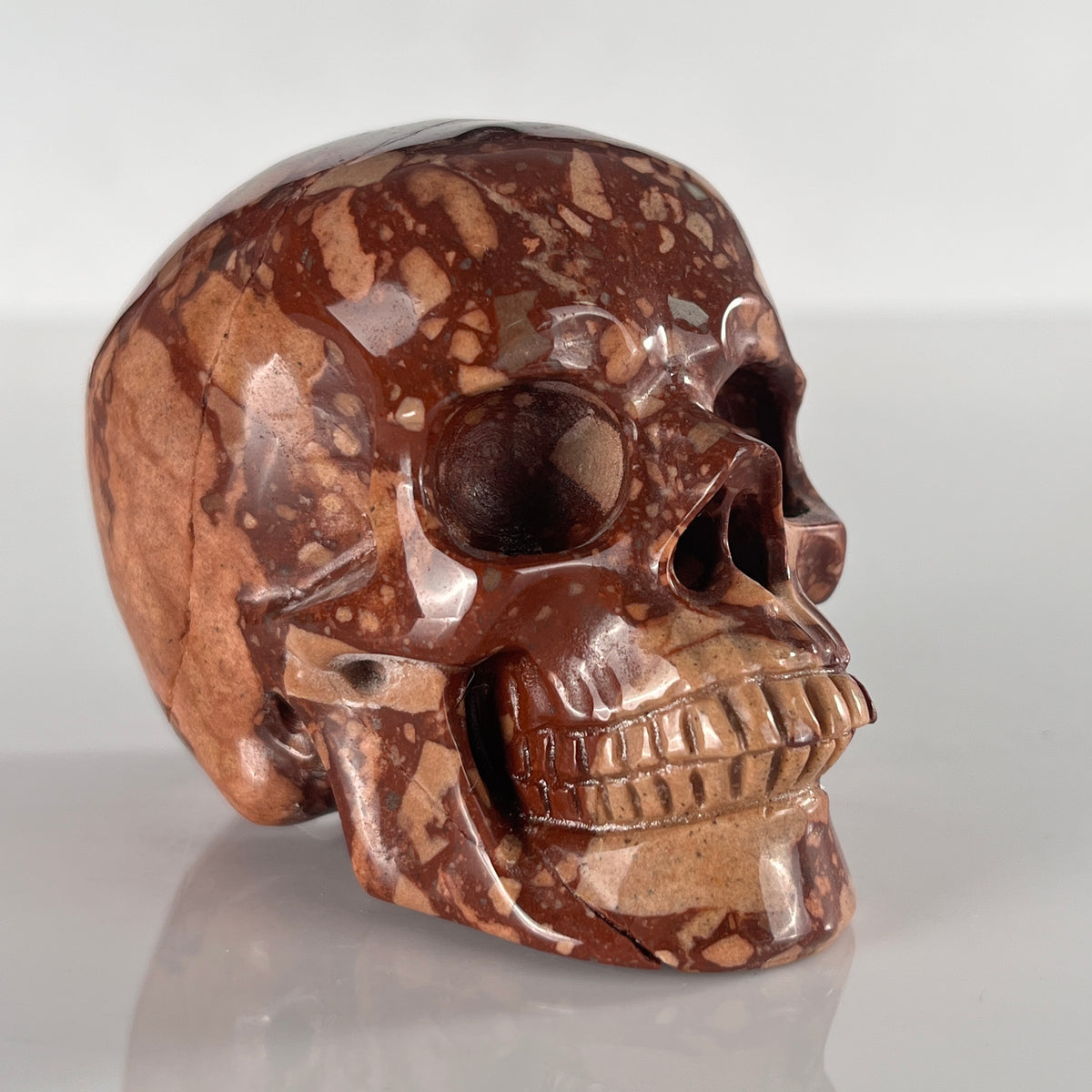 3" Brecciated Red Jasper Crystal Skull - Pattern A