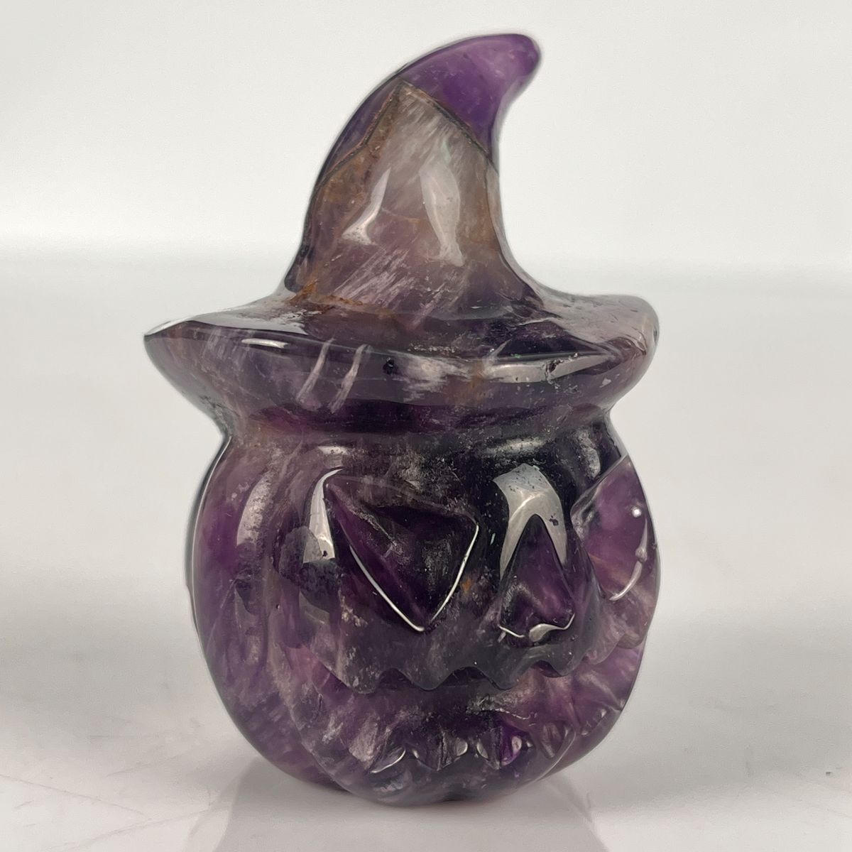 2" Dream Amethyst Pumpkin Crystal Skull - Paterrn A