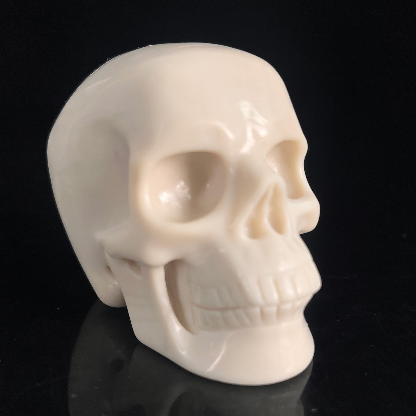 3" Ivory Jade Crystal Skull - Pattern A