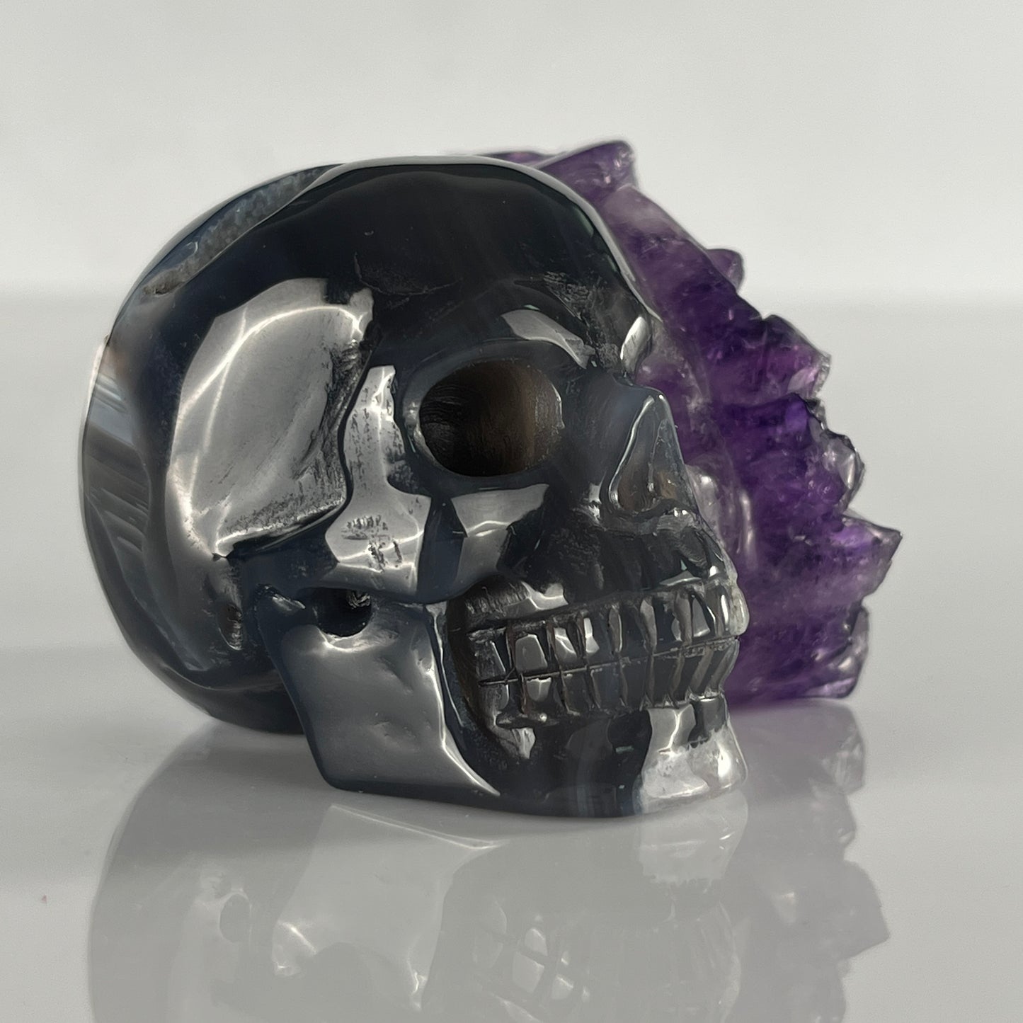 2 inch Amethyst Cluster Crystal Skull - Hand Carved Natrual Crystal