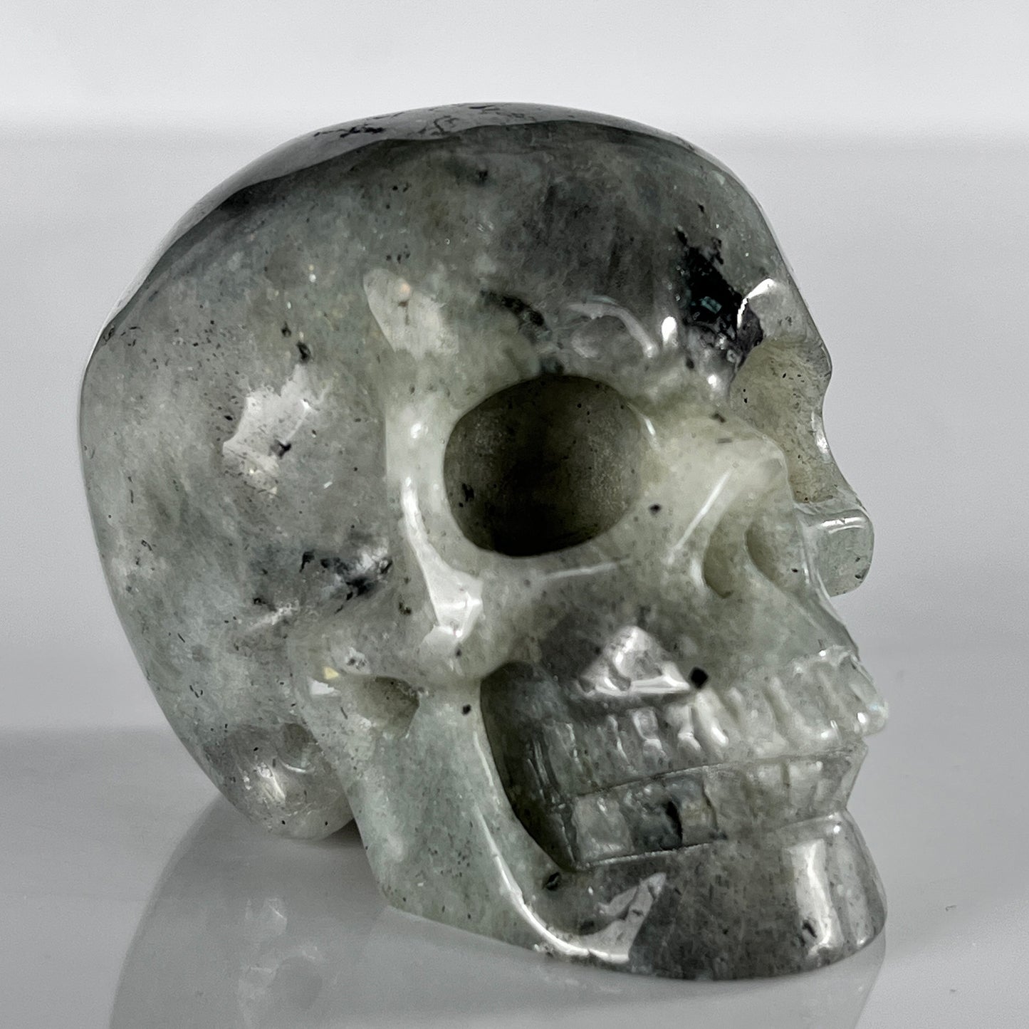 2 Inch Grey Labradorite Crystal Skull – Hand Carved Natural Stone