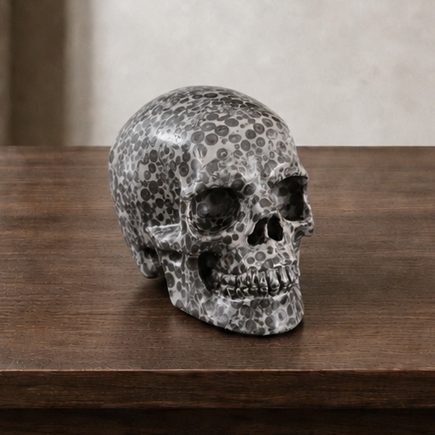 3 Inch Black Leopard Skin Jasper Crystal Skull – Hand Carved Natural Stone