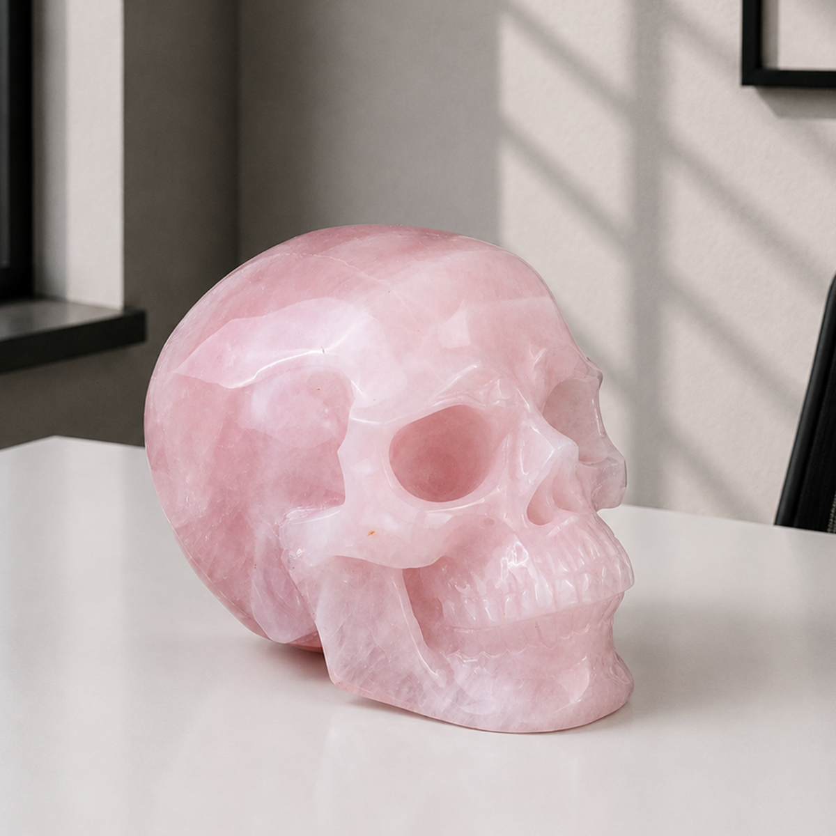 5" Rose Quartz Crystal Skull