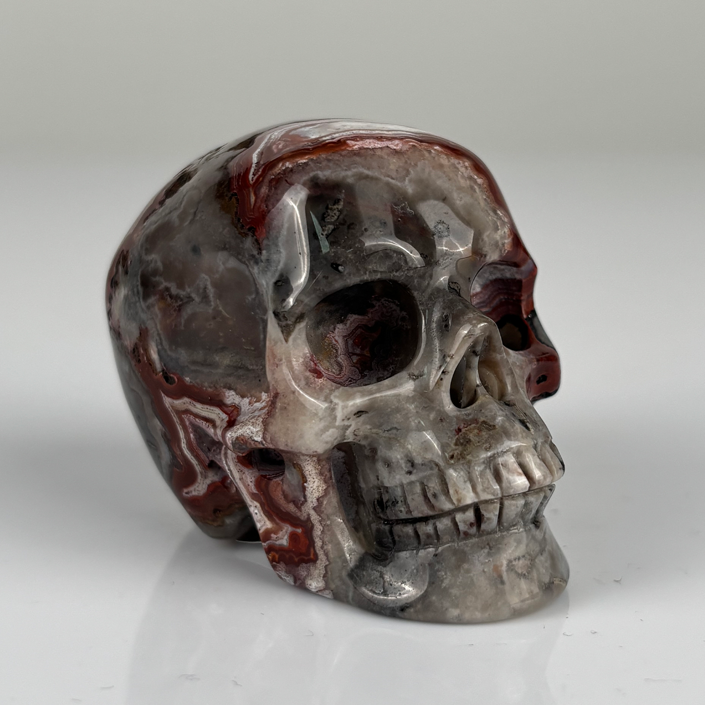 2 Inch Red Crazy Lace Agate Crystal Skull – Mini Gemstone Skull