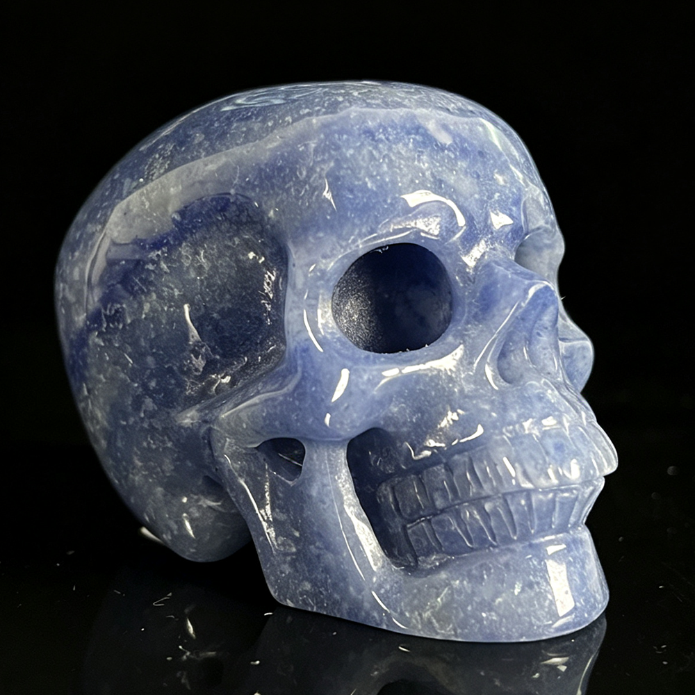 2" Blue Aventurine Crystal Skull - Pattern F