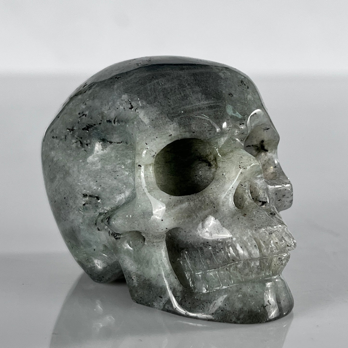 2 Inch Grey Labradorite Crystal Skull – Hand Carved Natural Stone