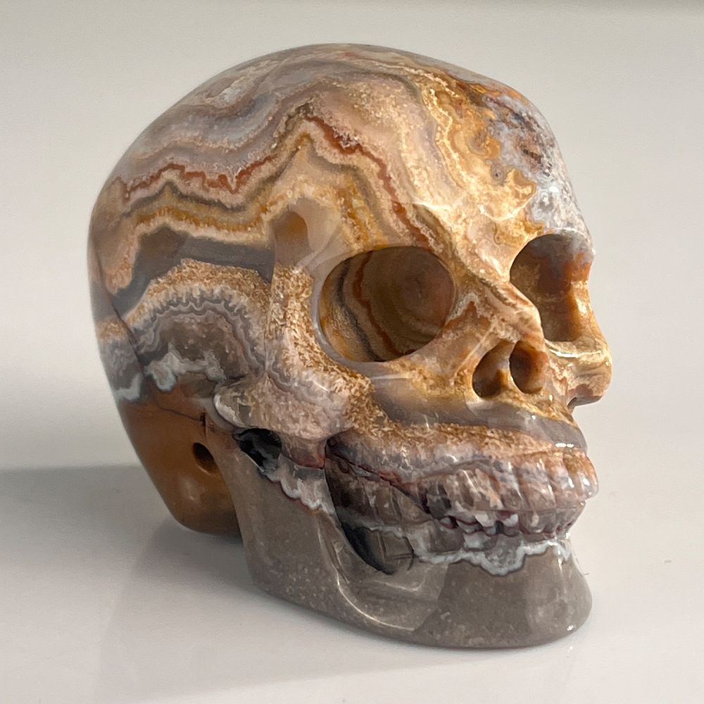 2 Inch Red Crazy Lace Agate Crystal Skull – Mini Gemstone Skull