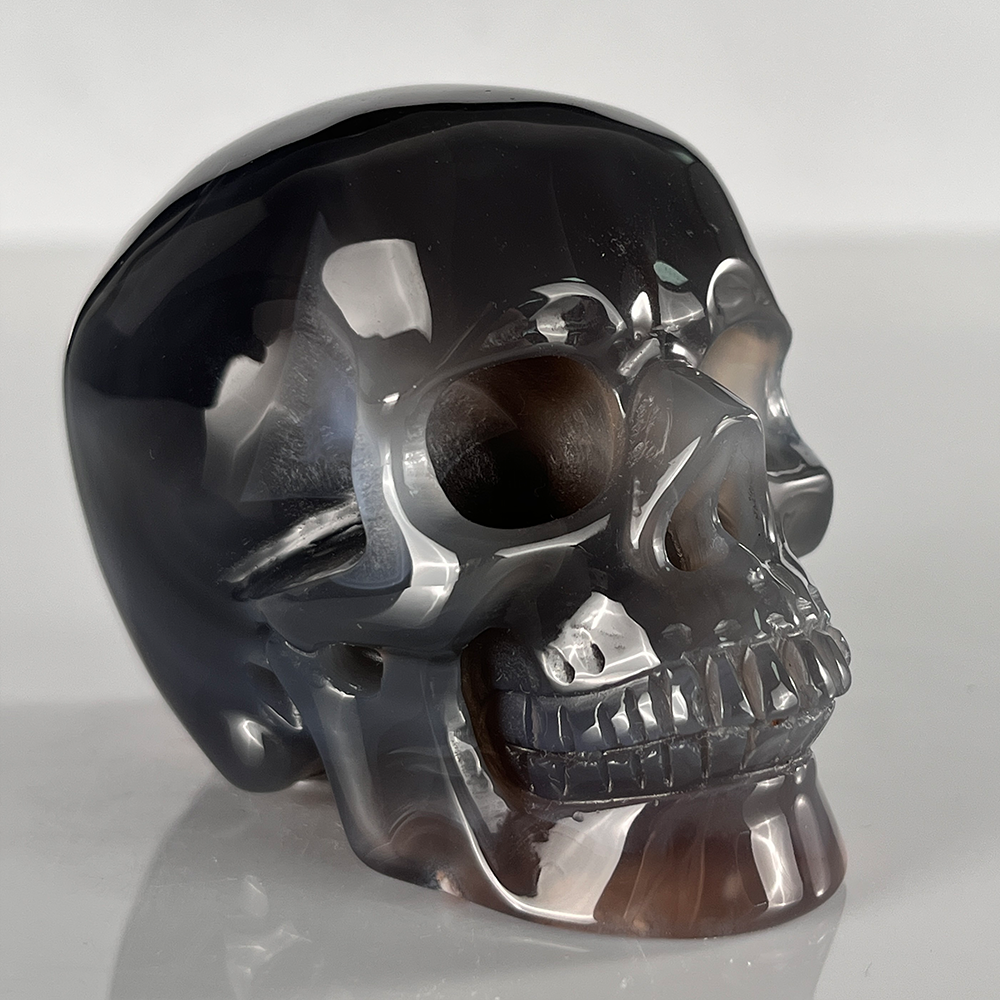 3" Volcanic Agate Crystal Skull - Pattern D