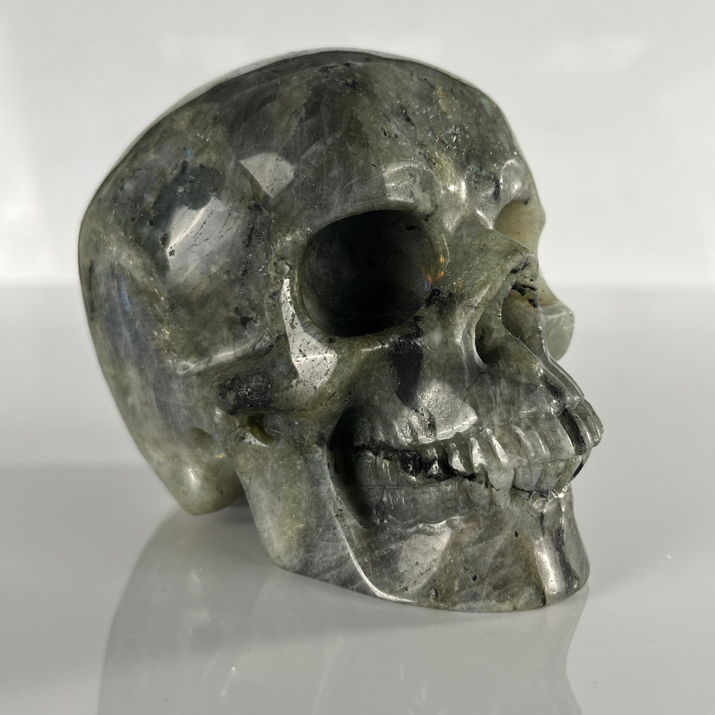 4.5 Inch Grey Labradorite Crystal Skull – Hand Carved Natural Stone