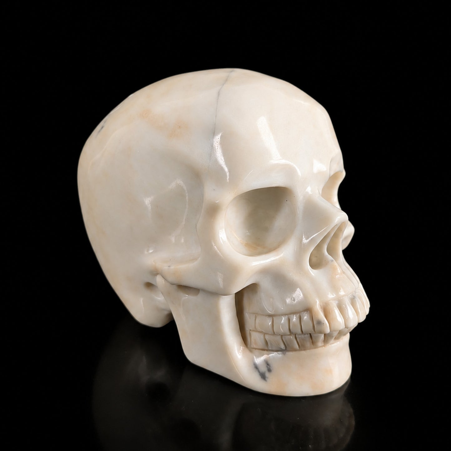 4.5" Ivory Jade Crystal Skull - Pattern A