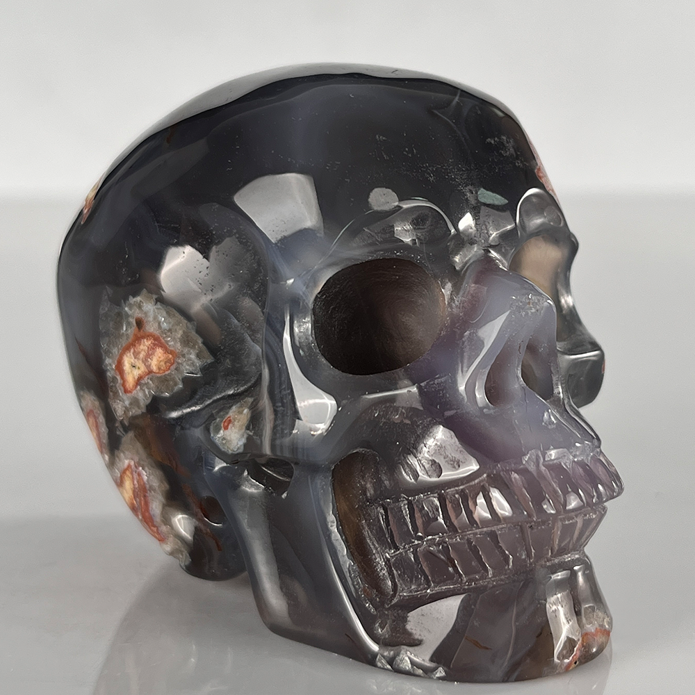 3" Volcanic Agate Crystal Skull - Pattern E