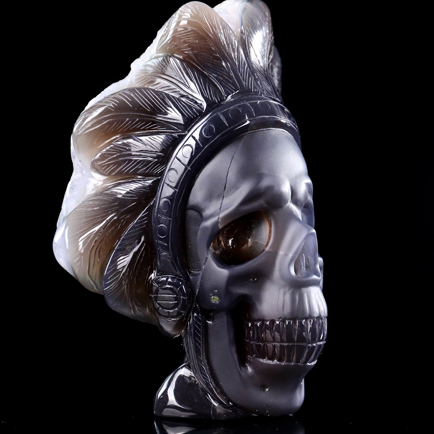 ‘The Chieftain’ - Amethyst Cluster Warbonet Skull · Specimen No. 26