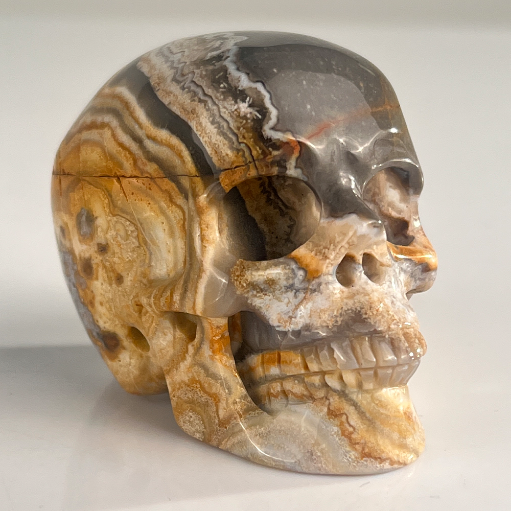 2 Inch Red Crazy Lace Agate Crystal Skull – Mini Gemstone Skull