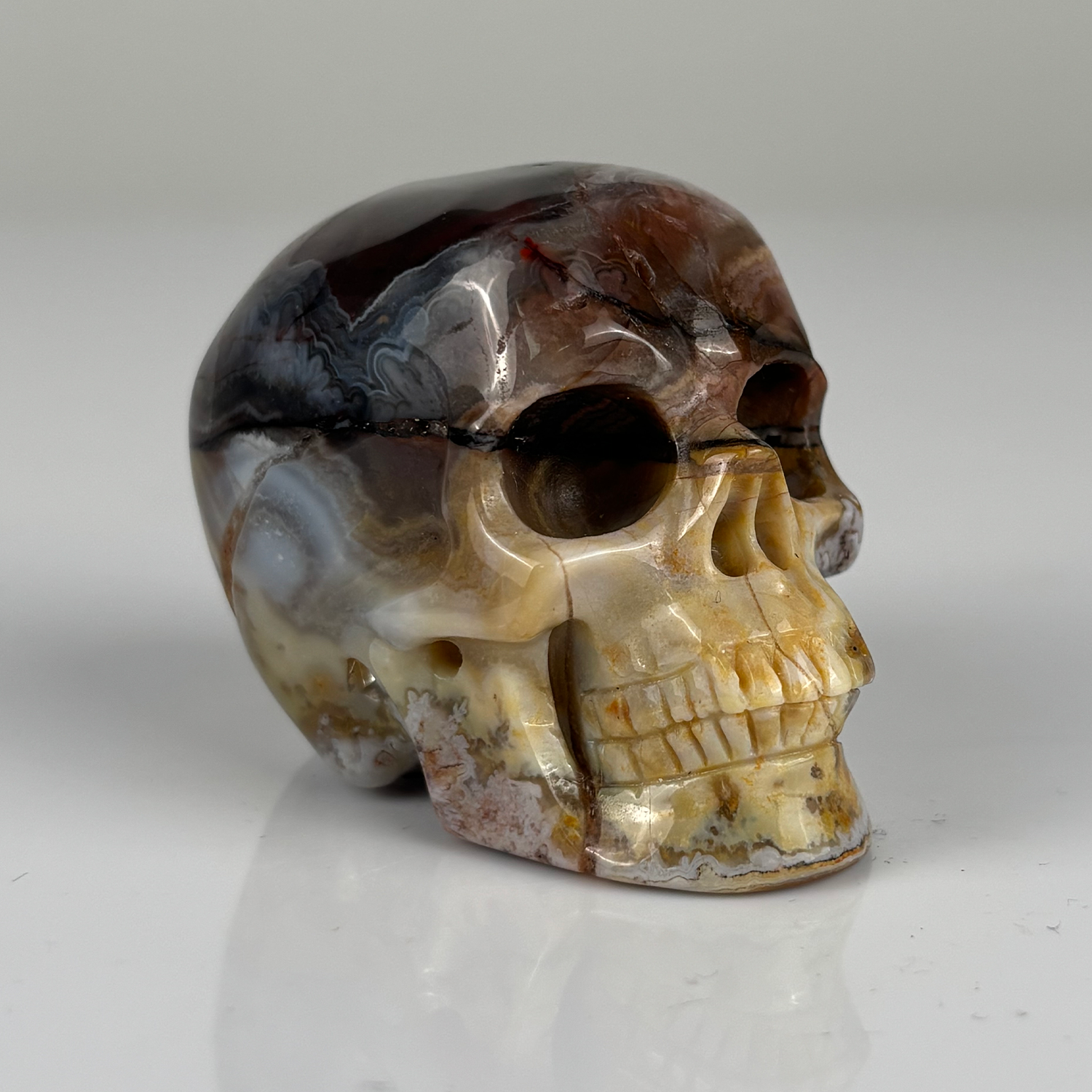 2 Inch Red Crazy Lace Agate Crystal Skull – Mini Gemstone Skull