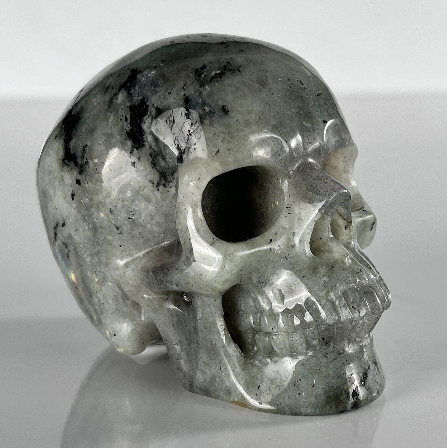 3 Inch Grey Labradorite Crystal Skull – Hand Carved Natural Stone