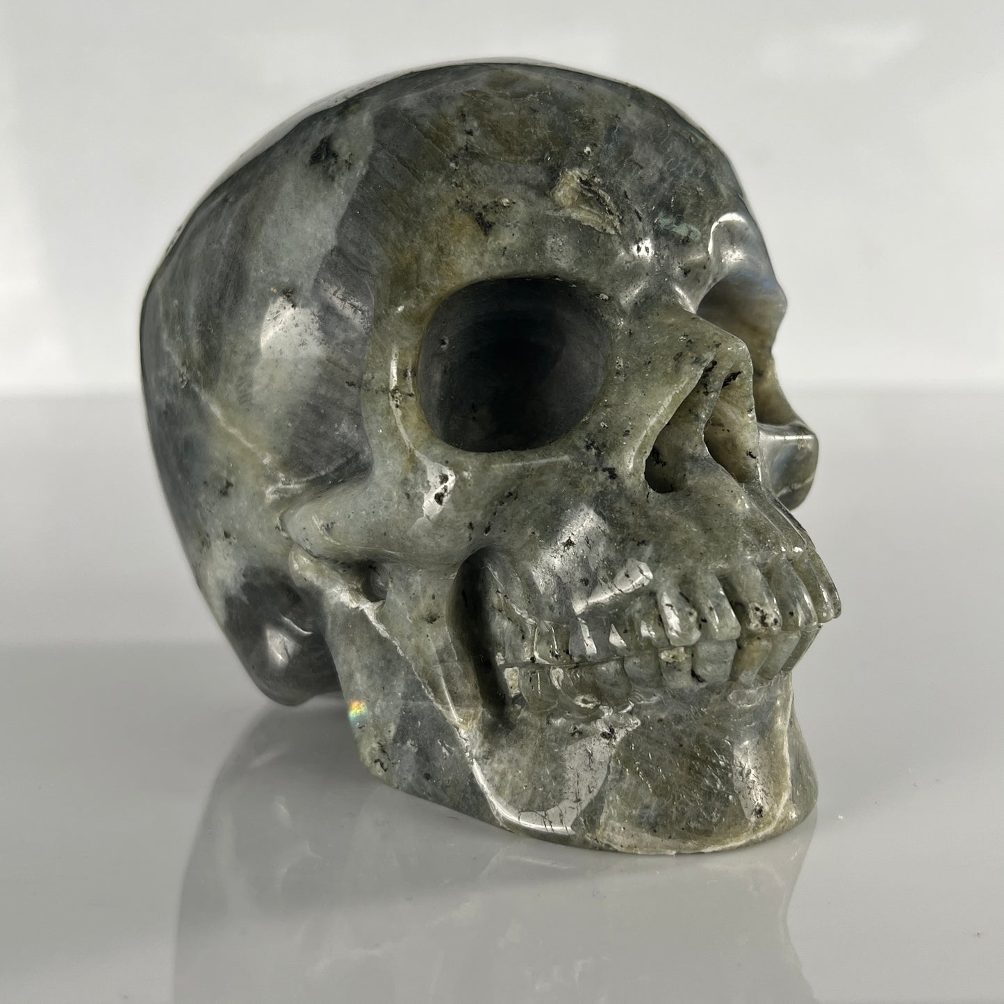 4.5 Inch Grey Labradorite Crystal Skull – Hand Carved Natural Stone