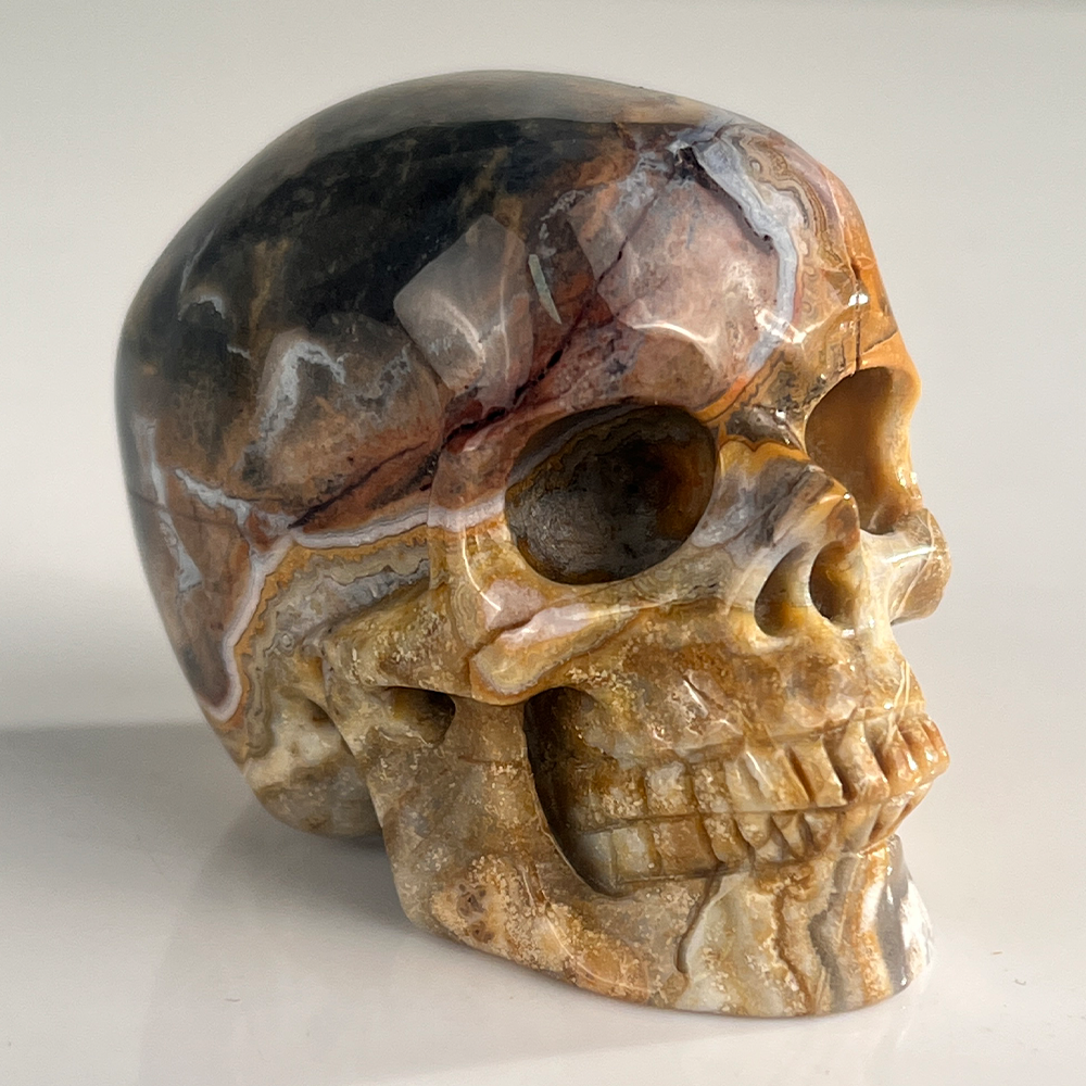 2 Inch Red Crazy Lace Agate Crystal Skull – Mini Gemstone Skull