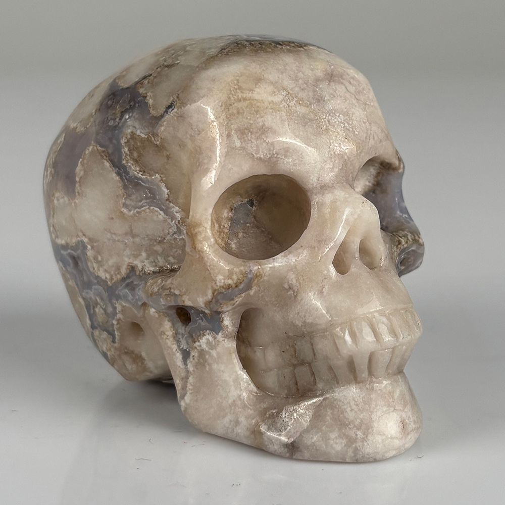 2 Inch Blue Flower Agate Crystal Skull – Mini Gemstone Skull