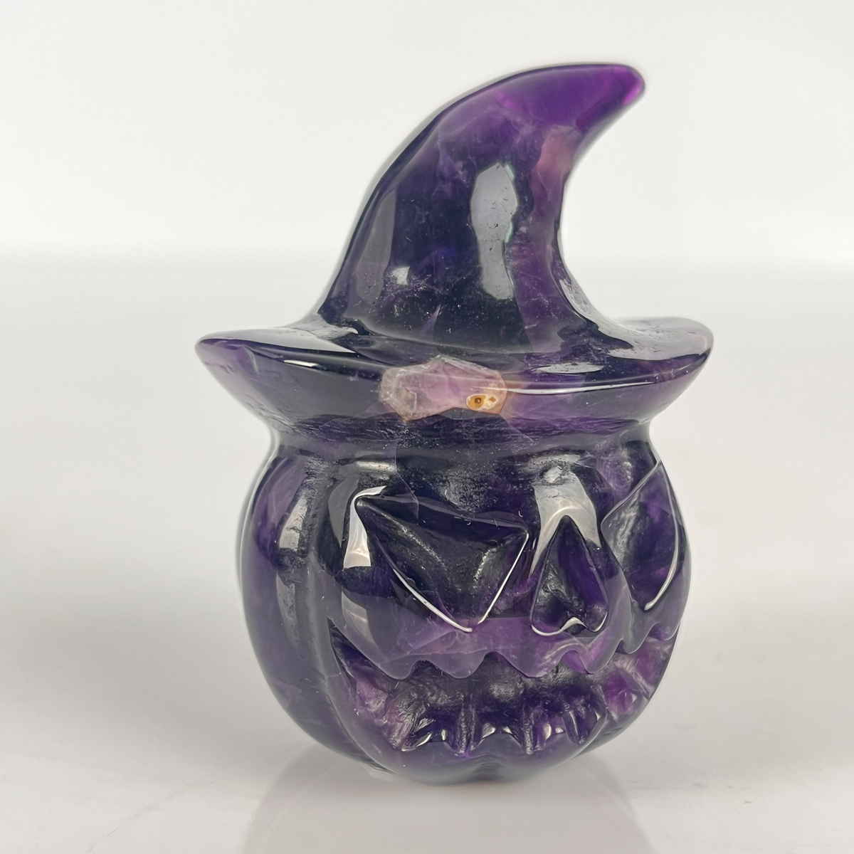 2" Dream Amethyst Pumpkin Crystal Skull - Paterrn E