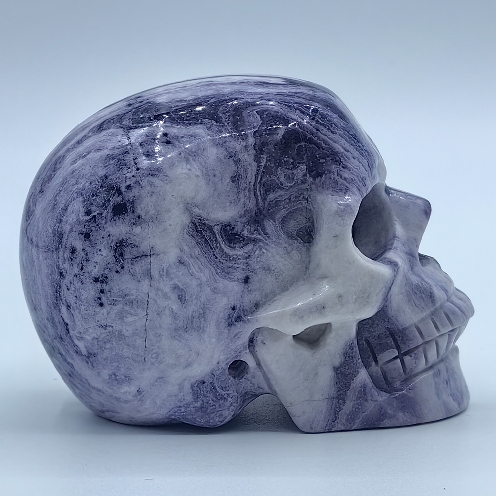 3 inch Purple Peacock Stone Crystal Skull - Hand Carved Gemstone