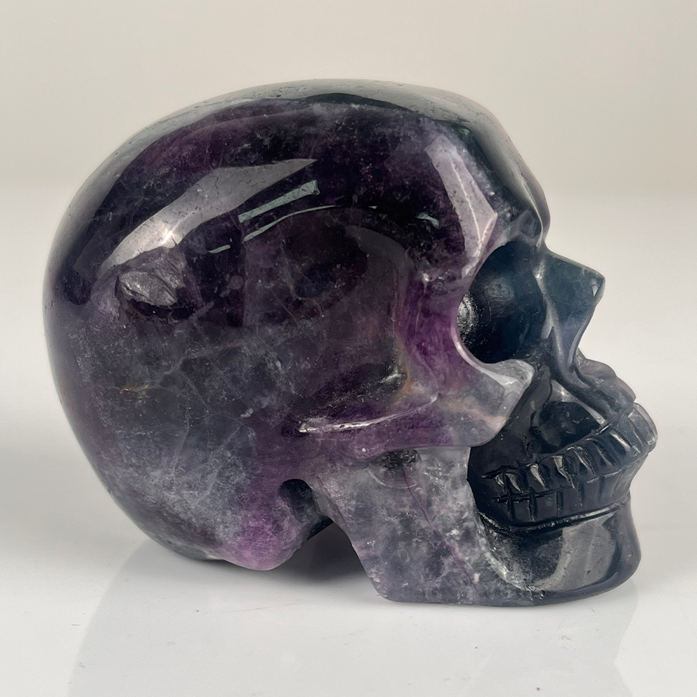 3 Inch Fluorite Crystal Skull – Hand Carved Natural Stone