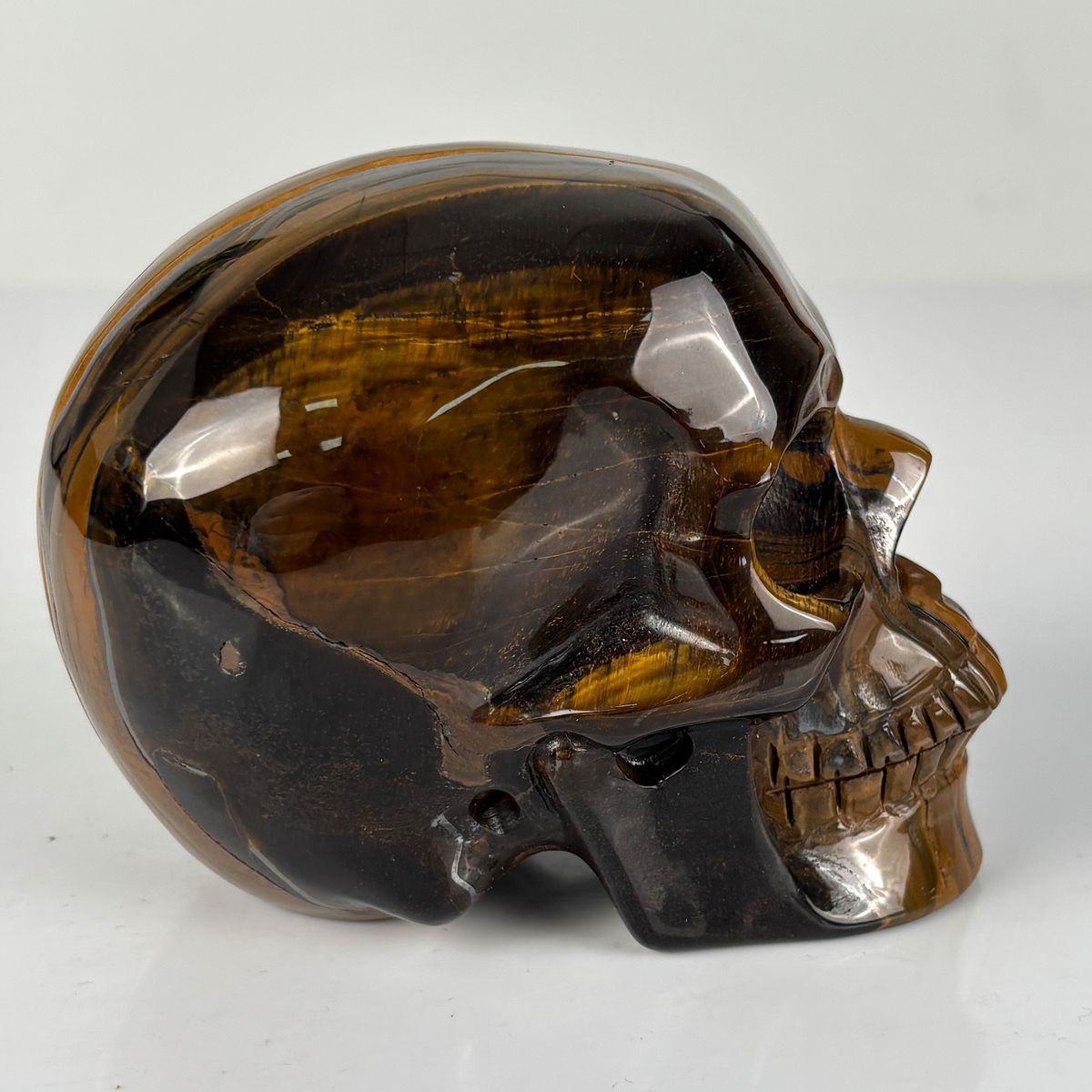 4.5" Tiger Eye Crystal Skull - Pattern A