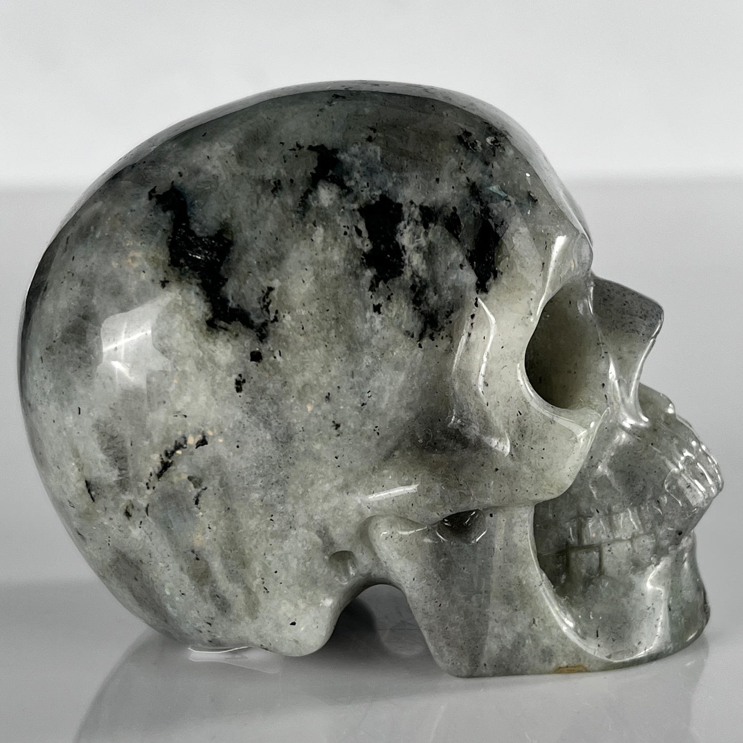 3 Inch Grey Labradorite Crystal Skull – Hand Carved Natural Stone