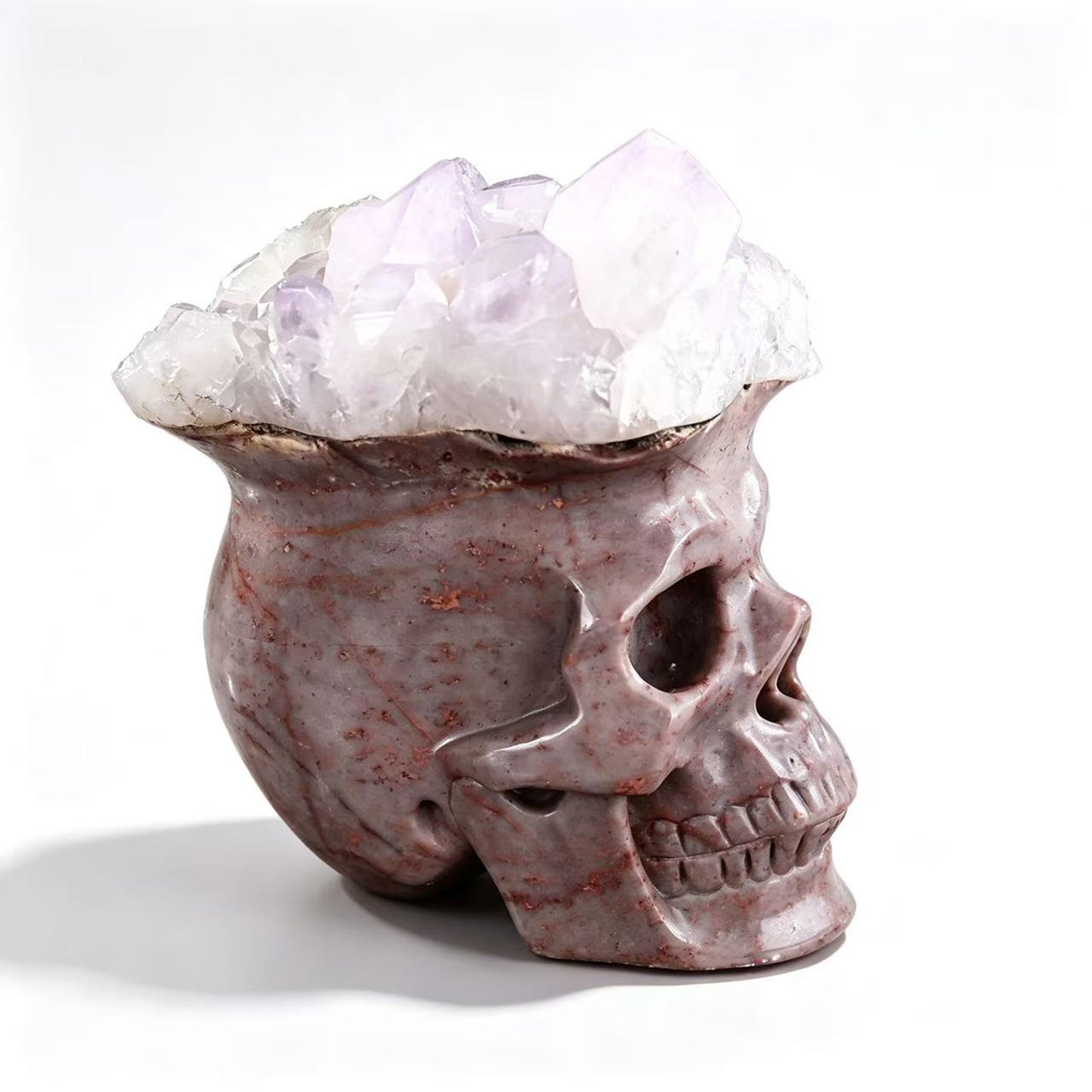 ‘The Astral Canopy’ - Hand-Carved Agate Skull with Broad Amethyst Diadem · Specimen No. 09