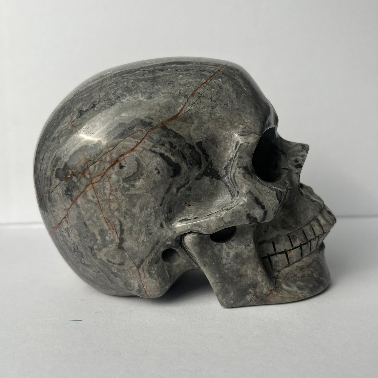 4.5" Grey Picture Jasper Crystal Skull - Pattern A