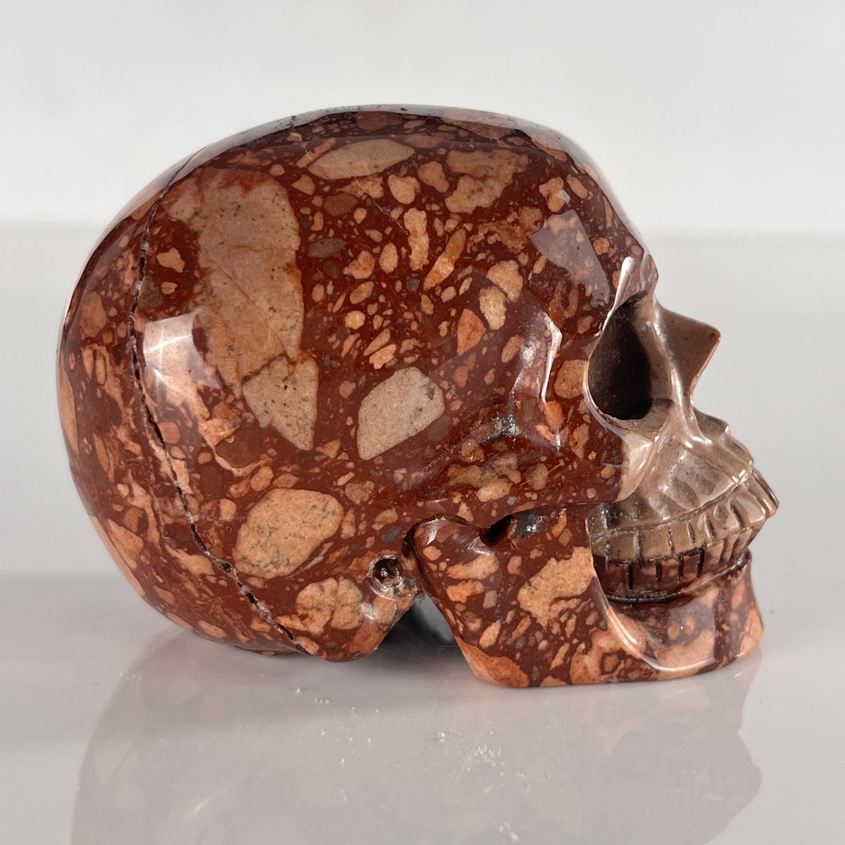 3" Brecciated Red Jasper Crystal Skull - Pattern B