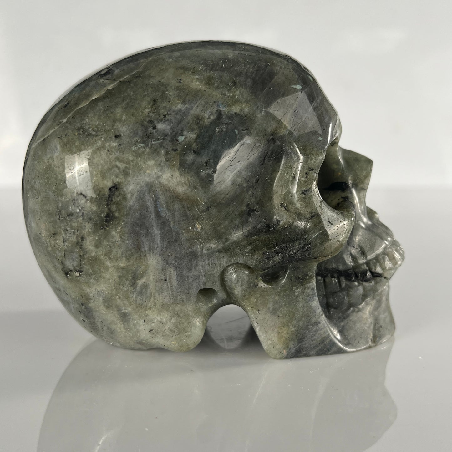 4.5 Inch Grey Labradorite Crystal Skull – Hand Carved Natural Stone