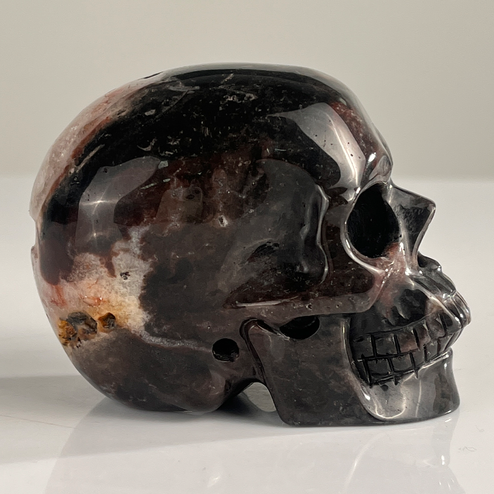3" Red Crazy Lace Agate Crystal Skull - Pattern D