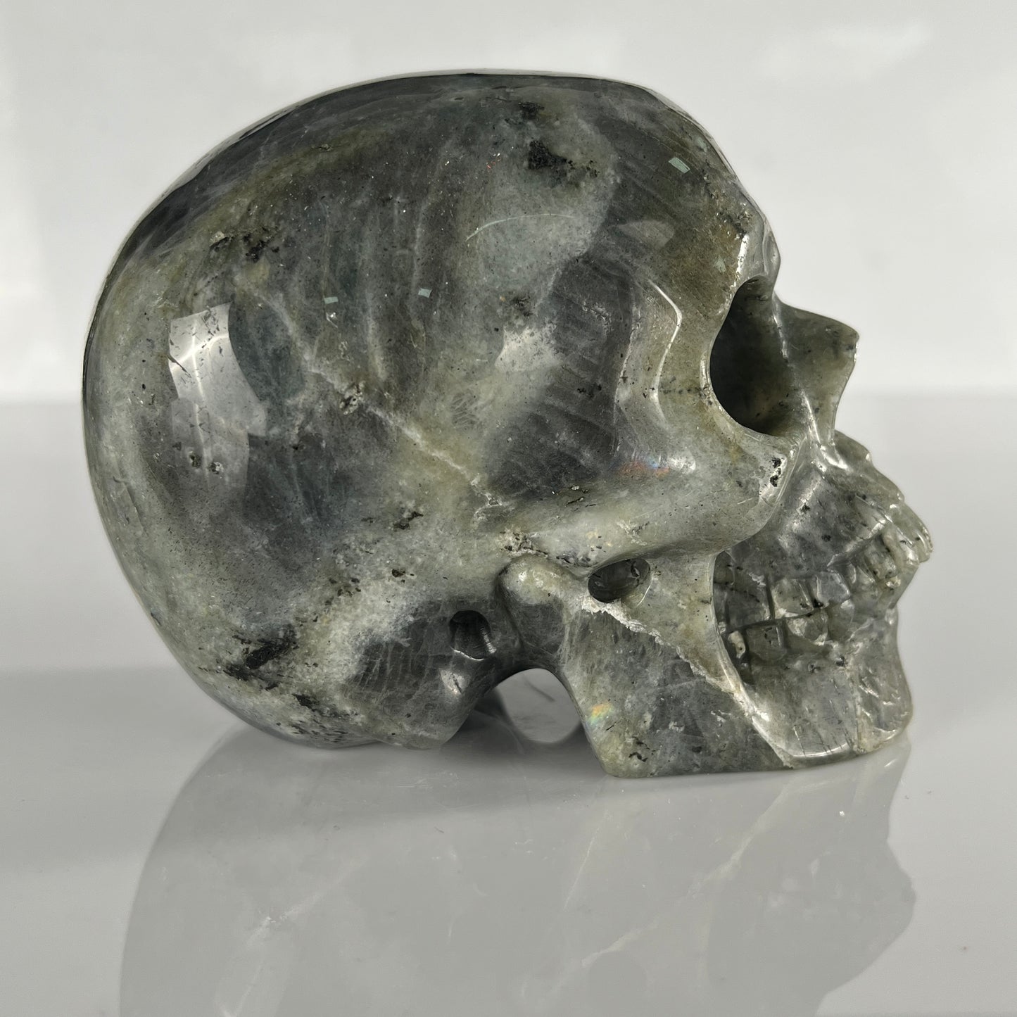 4.5 Inch Grey Labradorite Crystal Skull – Hand Carved Natural Stone